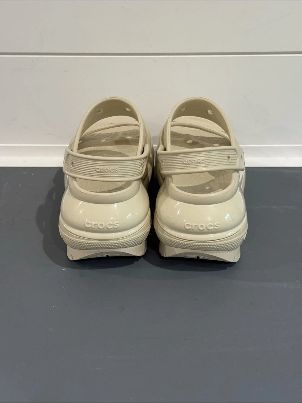 CROCS Cream Platform Sandals with Adjustable Straps